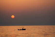 Small Ship In The First Sun Ra Stock Image Small Ship In The First Sun Ra Stock Image