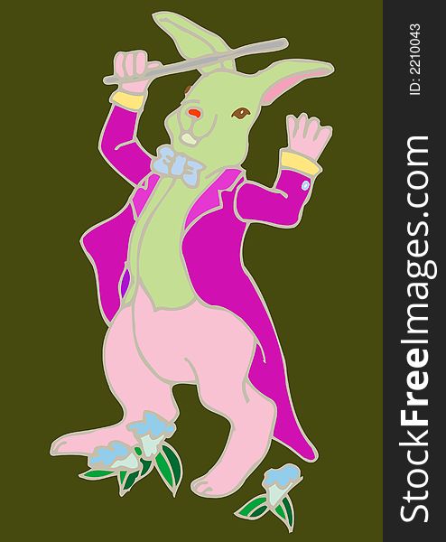 Illustration of a rabbit musician generated on the computer. Illustration of a rabbit musician generated on the computer