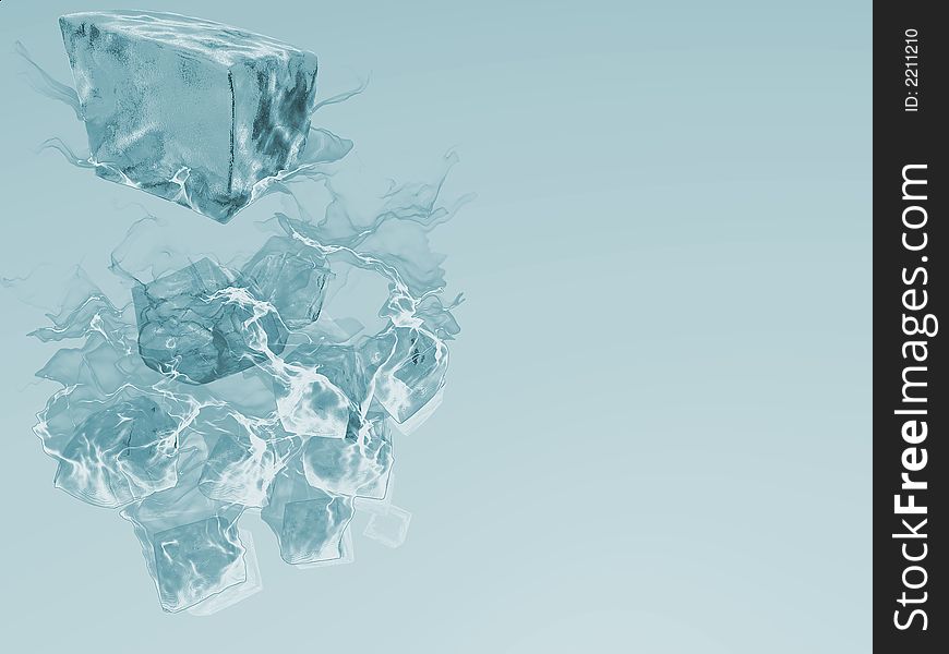3d abstract smoked ice on soft blue background