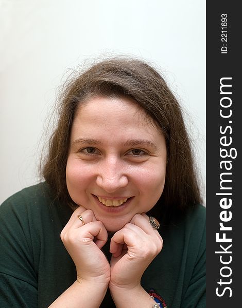 Portrait of a smiling woman with rings