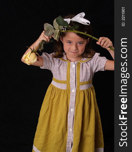 Little girl with a vintage green dress. Little girl with a vintage green dress