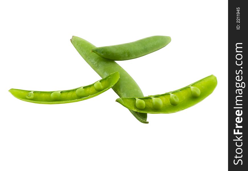 Photo of pea's in the pod isolated on white. Photo of pea's in the pod isolated on white
