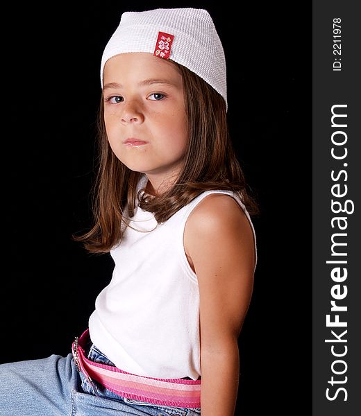 Adorable young brunette model with hat. Adorable young brunette model with hat