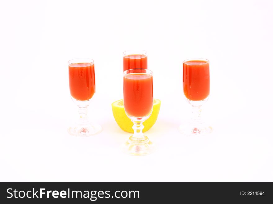 Juice tomato-red juice and sun flowers