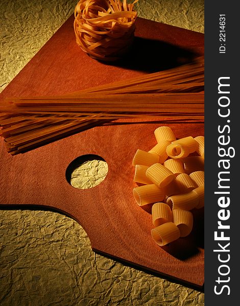 Artistic composition pasta and tomatoes