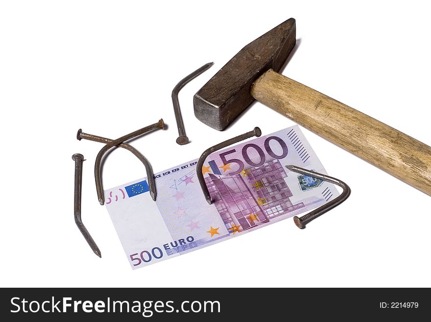 Currency currency euro hammer nail. Currency currency euro hammer nail