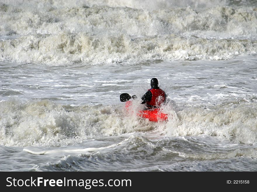 Canoe in wild water