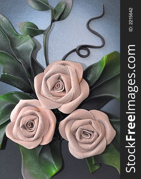 Genuine leather hand made flowers decoration. Genuine leather hand made flowers decoration