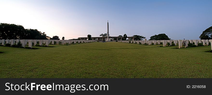 Panoramic view of Kranji Commonwealth War Memorial, Cemetery. Panoramic view of Kranji Commonwealth War Memorial, Cemetery