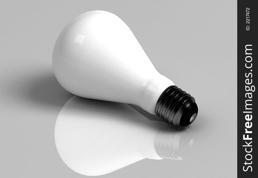 Matte incandescent light bulb white reflecting background. High quality 3D rendering. Matte incandescent light bulb white reflecting background. High quality 3D rendering.