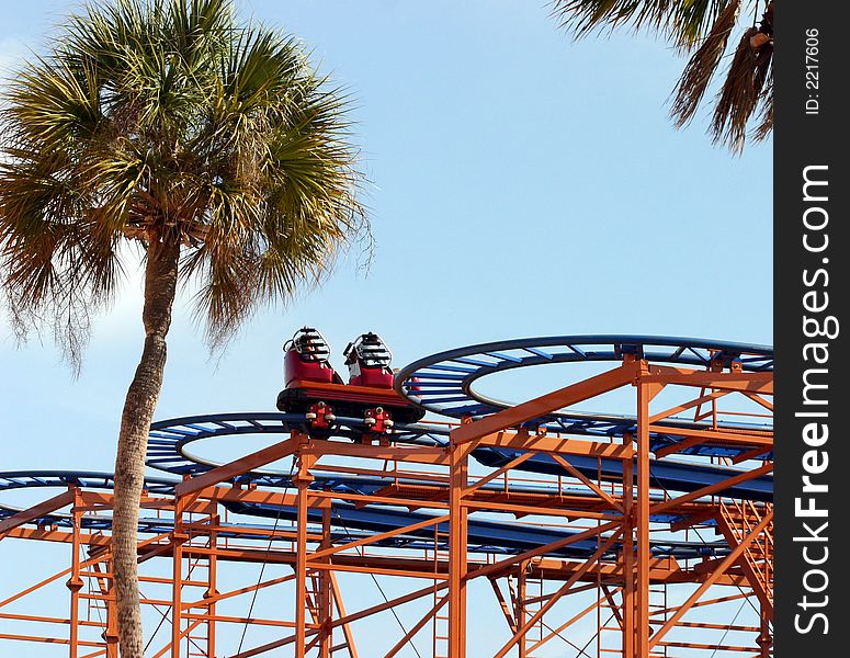 Blue and orange rollercoaster