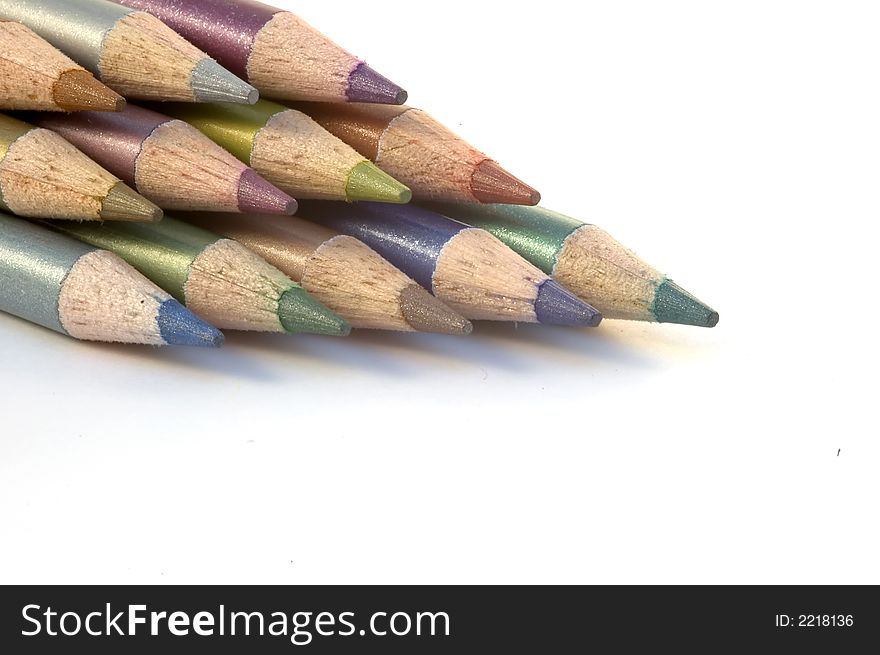 Stack of pencil crayons used for artwork