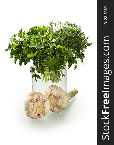 Juicy fragrant parsley and garlic. Irreplaceable seasoning for preparation of meal in east style and taste