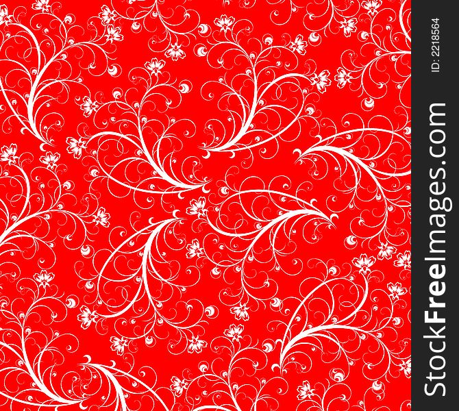 Vector flower ornament on wallpaper. Vector flower ornament on wallpaper