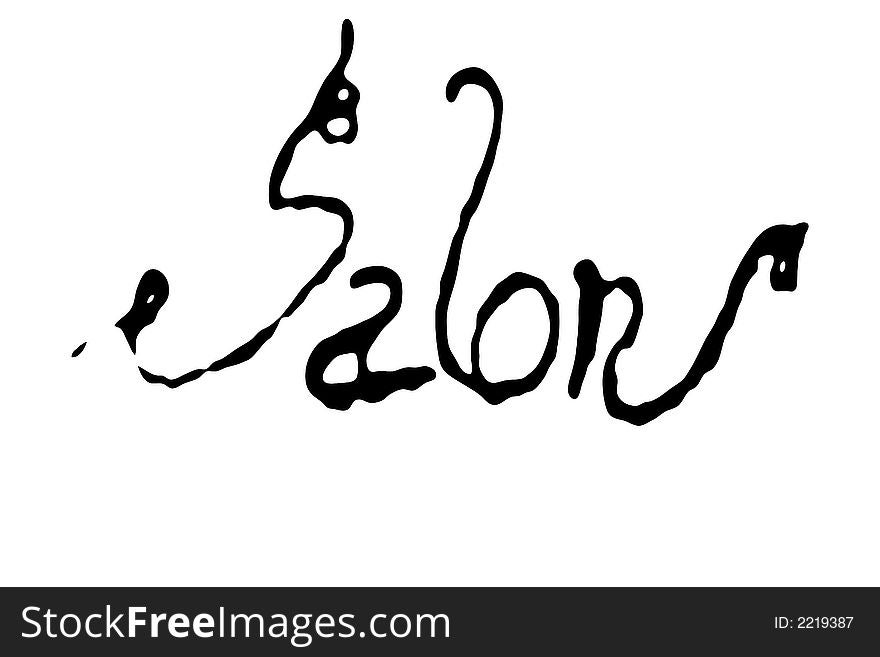 The word salon hand written then manipulated to look as if it was written with nail polish.