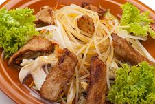 Fried Noodles With Beef And Vegetables Stock Image