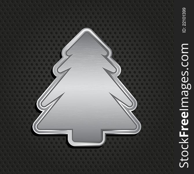 Metallic style christmas tree on a performated metal background. Metallic style christmas tree on a performated metal background