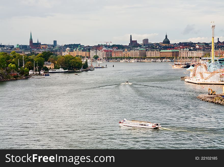 Panorama Of Stockholm City In Autumn Day