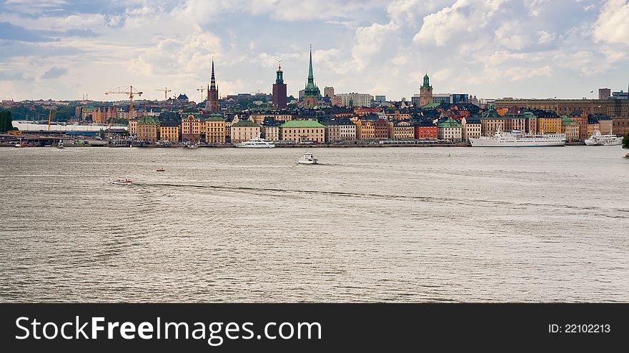 Panorama Of Stockholm City In Autumn Day