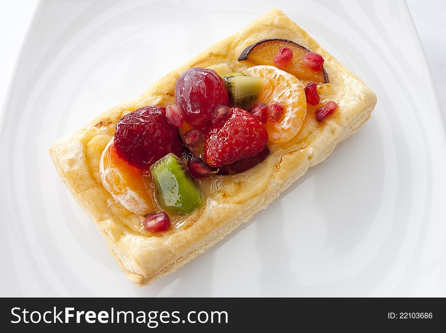 Puff pastry tart with caramelized fruit. Puff pastry tart with caramelized fruit