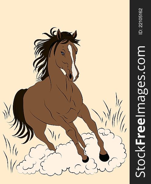 Vector illustration of a running horse in pastel colors. Vector illustration of a running horse in pastel colors