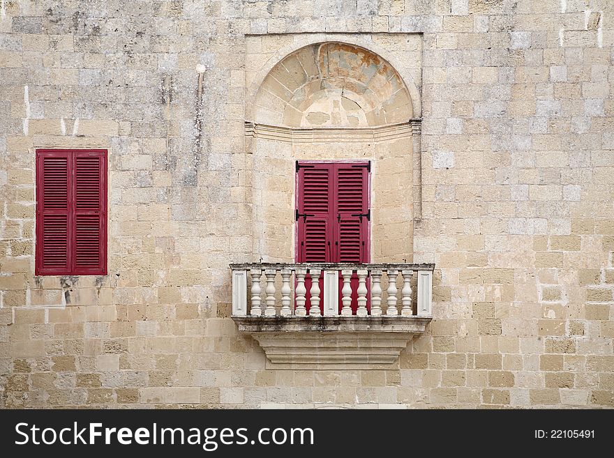 Balconies and windows in Malta, an ancient city