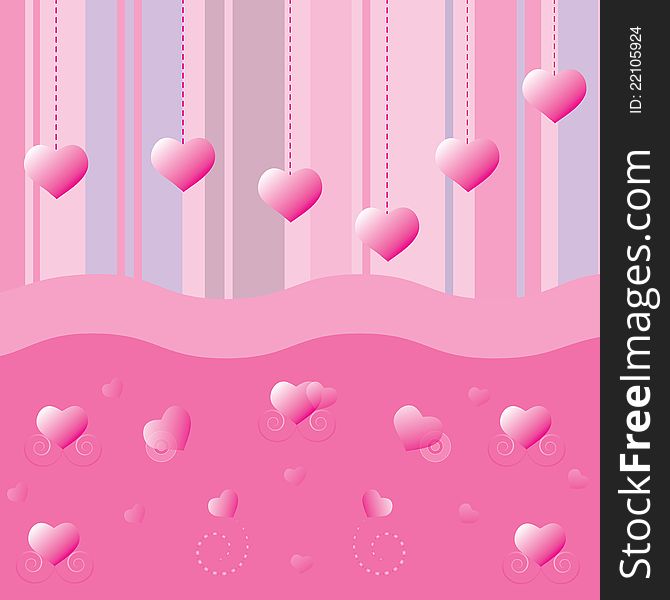 Pink background with sample hearts. Pink background with sample hearts.