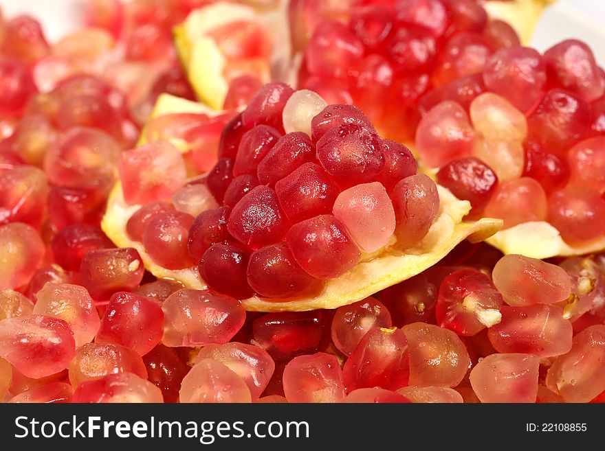 Pomegranate seeds for healthy, tropical fruits