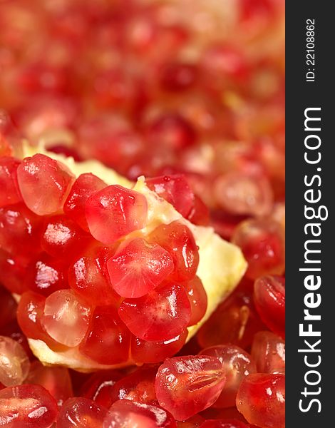 Pomegranate seeds for healthy, tropical fruits