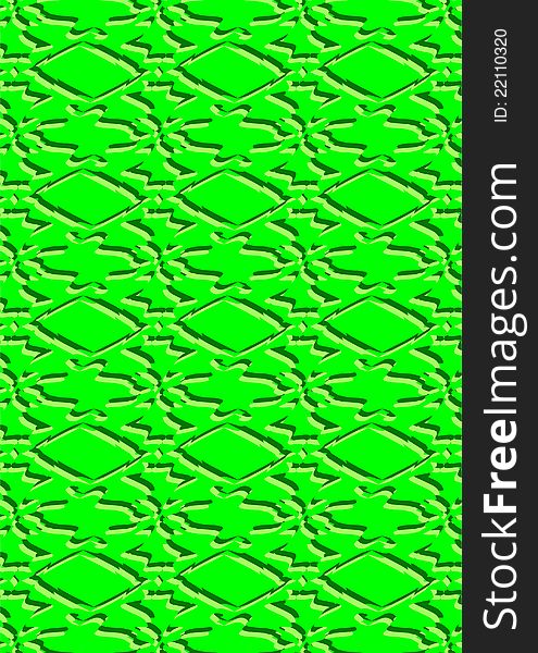 Tracery in the form of a wavy abstract line on green background. Tracery in the form of a wavy abstract line on green background.