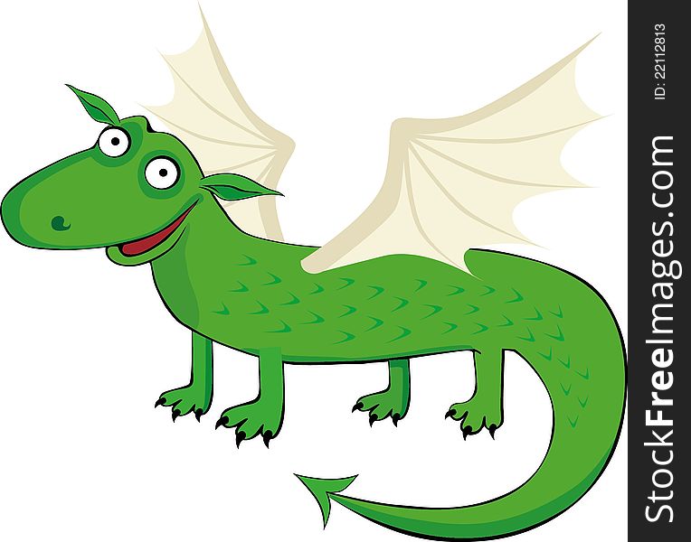 Green dragon with wings and a tail. Green dragon with wings and a tail