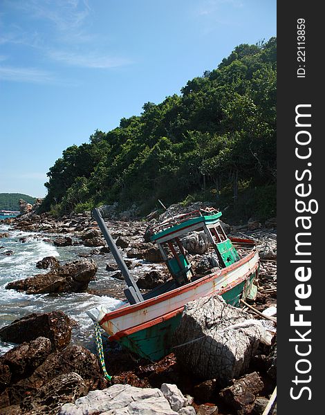 The old crash ship near Asia island. The old crash ship near Asia island