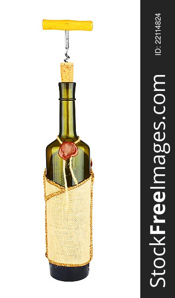 Corkscrew on a wine bottle