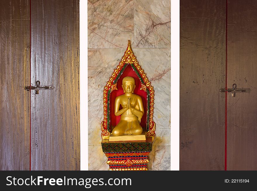 Buddha is in the old wooden door. Buddha is in the old wooden door.