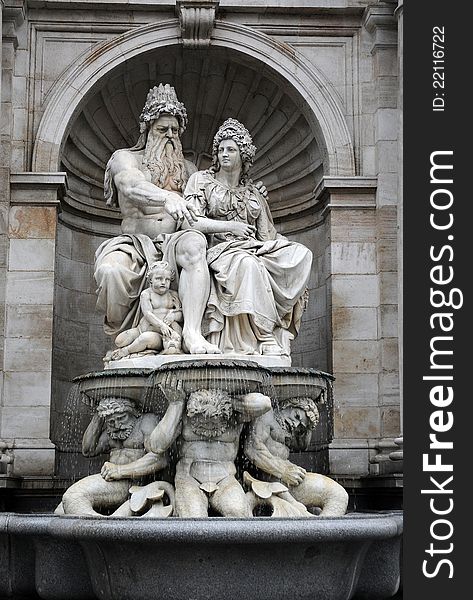 Fountain at Hofburg in Vienna, Austria