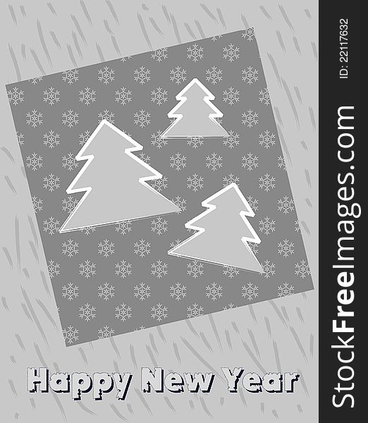 New Year card in silver. New Year card in silver