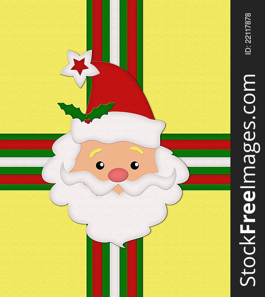 Santa Claus on a yellow background, great for greeting cards.