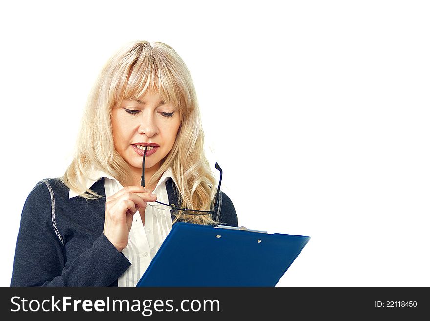 Woman Thoughtfully Read The Documents