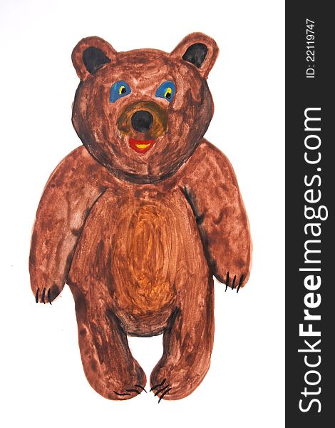 Children's color drawing of brown bear