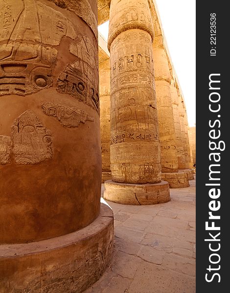 Great hypostyle hall in ancient temple of Amun at Karnak, Egypt. Great hypostyle hall in ancient temple of Amun at Karnak, Egypt