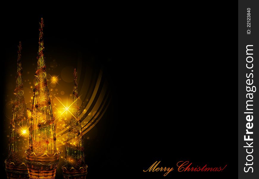 Christmas and New Year background with decorative trees, copypspace