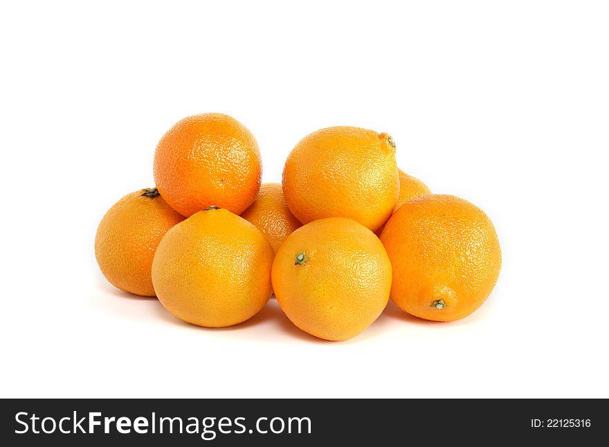 Heap of freshness tangerines on white background