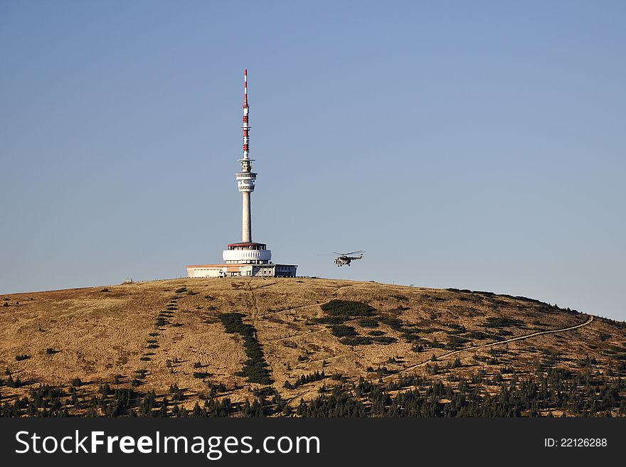 Mountain hotel and television transmitter Praded, Czech republic