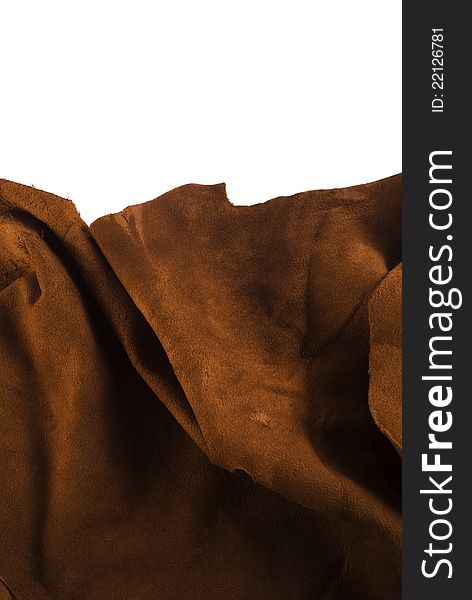 Brown cow leather texture close up on white background. Included clipping path, so you can easily cut it out and place over the top of a design. Brown cow leather texture close up on white background. Included clipping path, so you can easily cut it out and place over the top of a design.