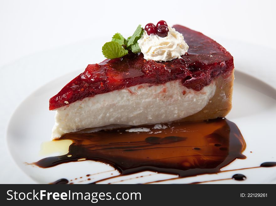 Delicious dessert with cream and berries. Delicious dessert with cream and berries