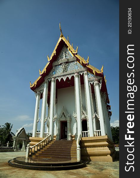 Wat Khao Noi Pranburi temple front, Buddhism Thailand