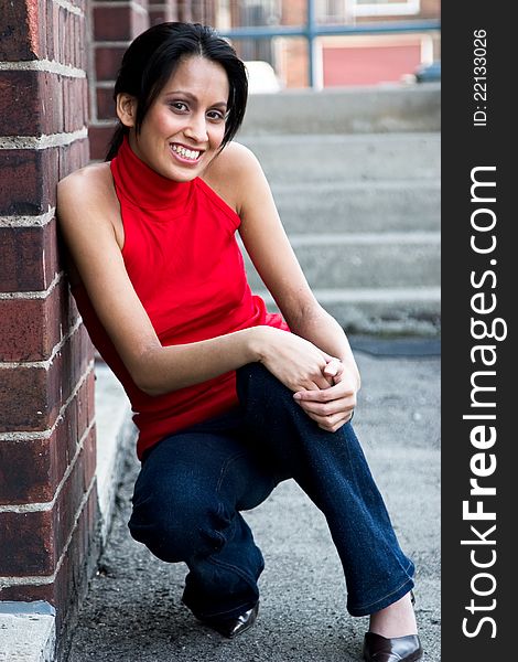 Portrait of a beautiful, smiling east Indian woman. Portrait of a beautiful, smiling east Indian woman