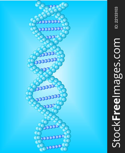 Vector illustration of dna helix with blue background