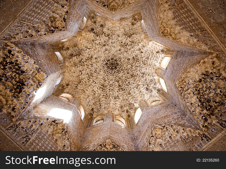 Ceiling In The NazarÃ­es Palaces In Alhambra