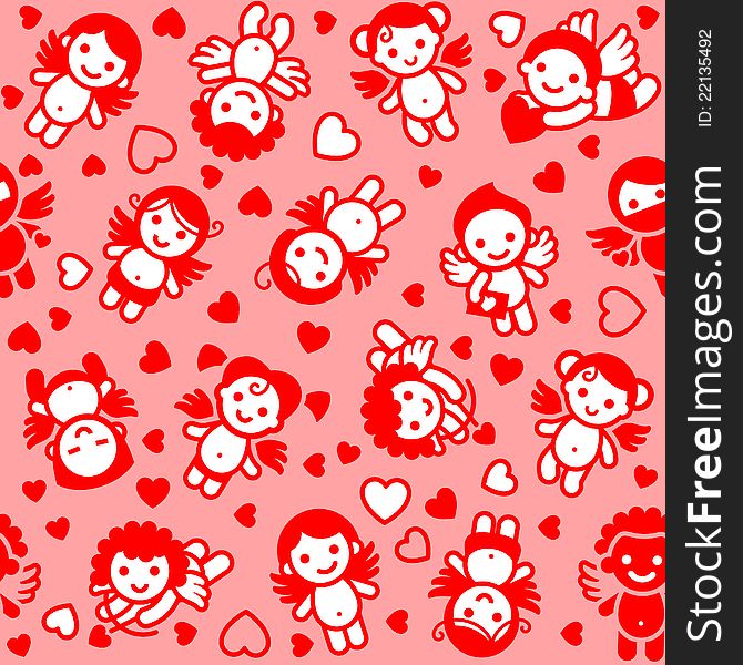 Cupids set, red icons
